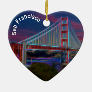 Artistic, Golden Gate Bridge, San Francisco, Ceramic Ornament