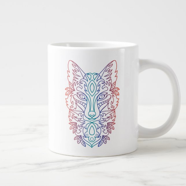 Artistic gradient color wolf face large coffee mug (Right)