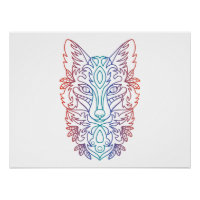 Artistic gradient color wolf face