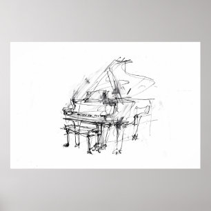 Artistic Grand Piano Portrait - Premium  Poster