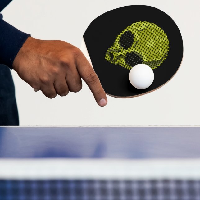 Artistic Green Alien Head on Black Background Ping Pong Paddle (Insitu)