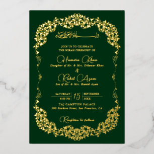 Artistic Green Gold Floral Paisley Muslim Wed