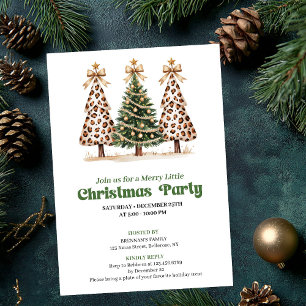Artistic green gold leopard Christmas tree invite