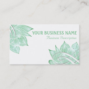 Artistic Green Lotus Blossom on White Business Card