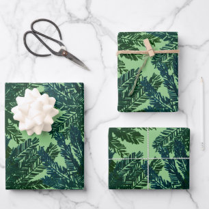 Artistic Green Tropical Palm Tree Wrapping Paper Sheet