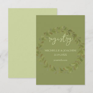 Artistic Green Wreath Watercolor Art Enclosure Card