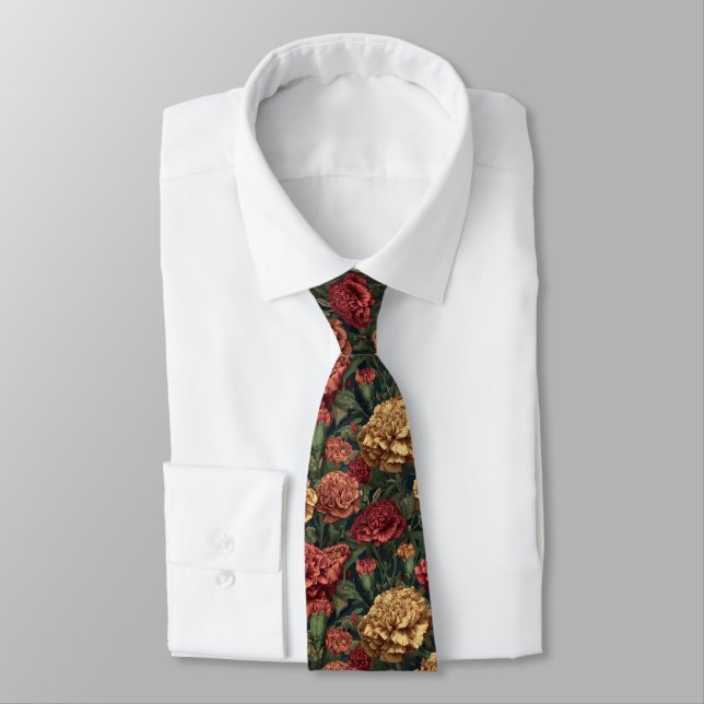 Artistic Groomsman Gift Carnation Flower Tie (Tied)