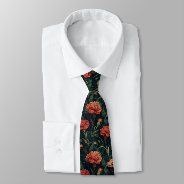 Artistic Groomsmen Gift Carnation Flower Tie (Tied)