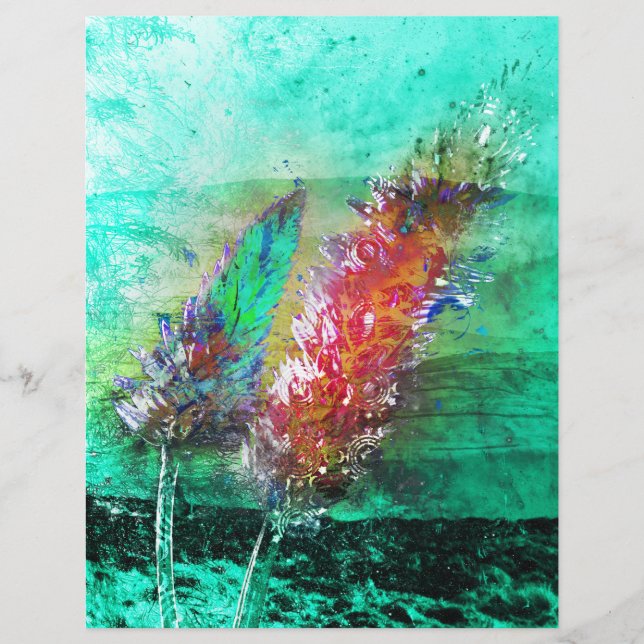 Artistic Grunge Cattails Scrapbook Paper (Front)