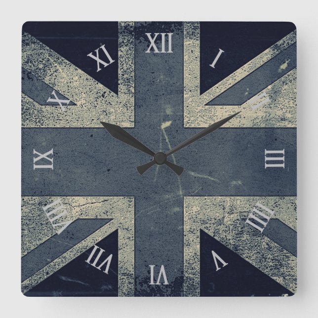 Artistic Grunge UK flag Square Wall Clock (Front)