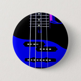 Artistic Guitar Blue and Black 6 Cm Round Badge