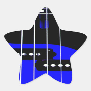 Artistic Guitar Blue and Black Star Sticker