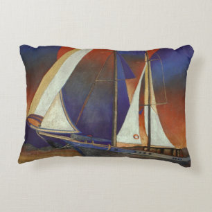 Artistic Gulet Under Sail In Orange and Purple Decorative Cushion