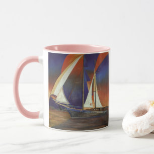 Artistic Gulet Under Sail In Orange and Purple Mug