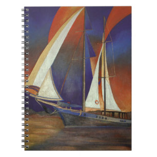 Artistic Gulet Under Sail In Orange and Purple Notebook