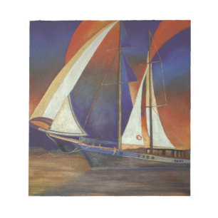 Artistic Gulet Under Sail In Orange and Purple Notepad