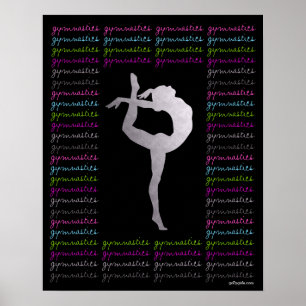 Artistic Gymnastics Colourful Typography Poster