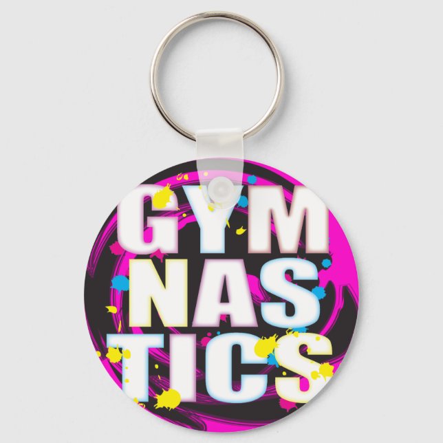 Artistic Gymnastics Paint Pink Key Ring (Front)