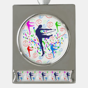 Artistic Gymnastics    Silver Plated Banner Ornament