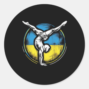 Artistic Gymnastics Ukrainian Ukraine Flag Athlete Classic Round Sticker