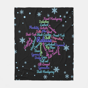 Artistic Gymnastics Word Cloud Snowflake   Fleece Blanket