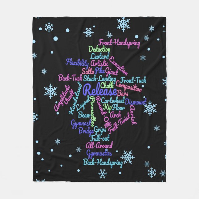 Artistic Gymnastics Word Cloud Snowflake   Fleece Blanket (Front)