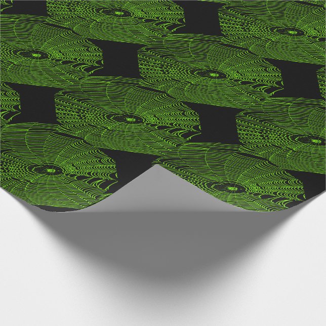 Artistic Halloween Spider Cobweb Doodle In Green Wrapping Paper (Corner)