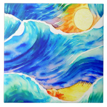 Artistic hand drawn crazy ocean wave Scandinavian 