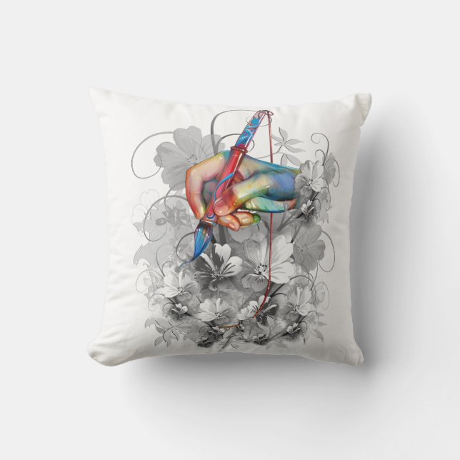 Artistic hand-drawn doodle-abstract art cushion (Front)
