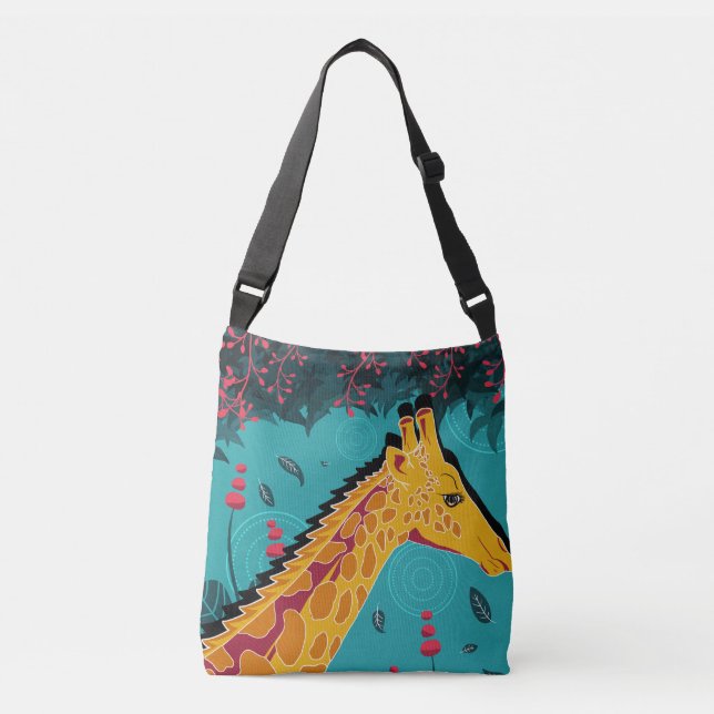 Artistic hand-painted giraffe tote bag (Front)
