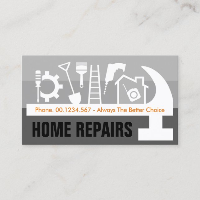 Artistic Handyman Tools Grey Layers Business Card (Front)