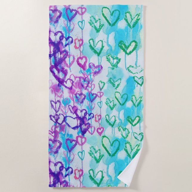 Artistic Heart Beach Towel (Front)