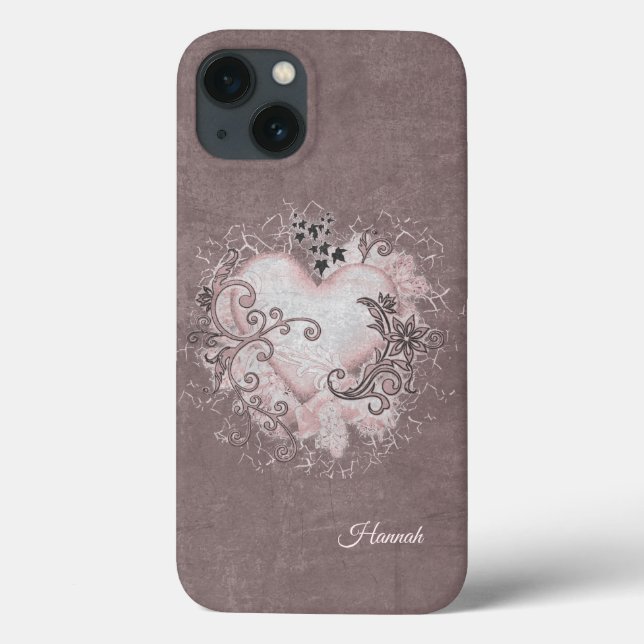 Artistic Heart 💗 w. customisable text Phone Case (Back)