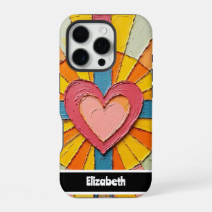 Artistic Heart with Texture and Personalised Name iPhone 16 Pro Case