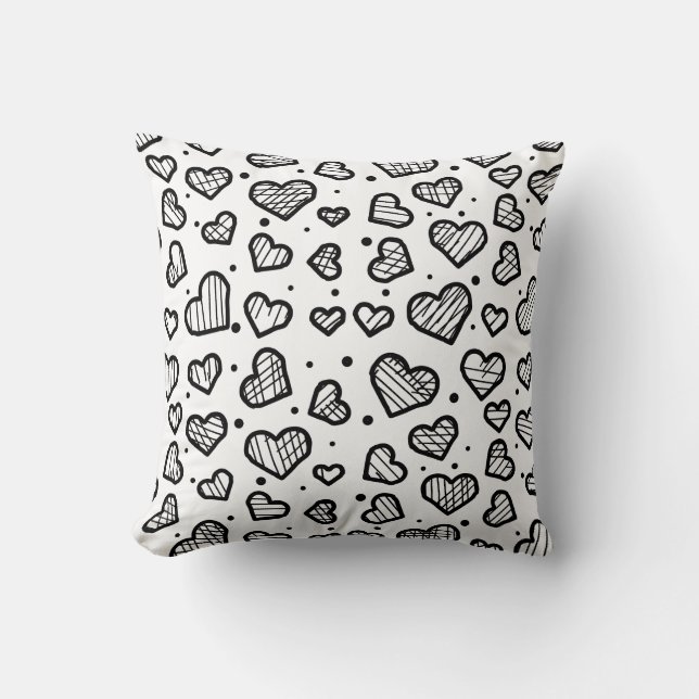 Artistic Hearts Seamless Pattern on White  Cushion (Front)