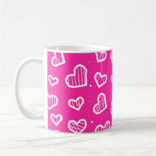 Artistic Hearts Seamless Pattern Pink Background Coffee Mug