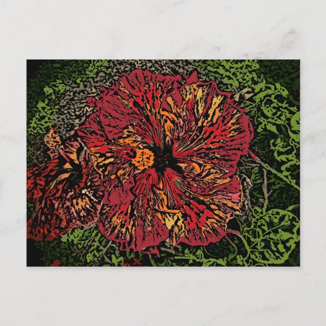 Artistic Hibiscus colourful postcard (Front)
