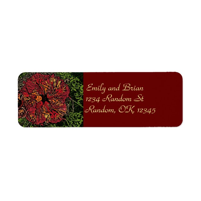 Artistic hibiscus customisable return labels (Front)