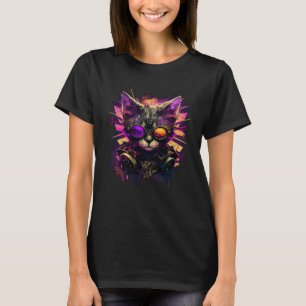 Artistic & Hipster Cat  Cool Colorful Cat with Gla T-Shirt