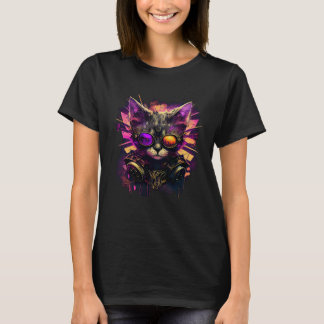 Artistic & Hipster Cat  Cool Colourful Cat with Gl T-Shirt