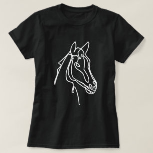 Artistic horse drawing black t shirt for women