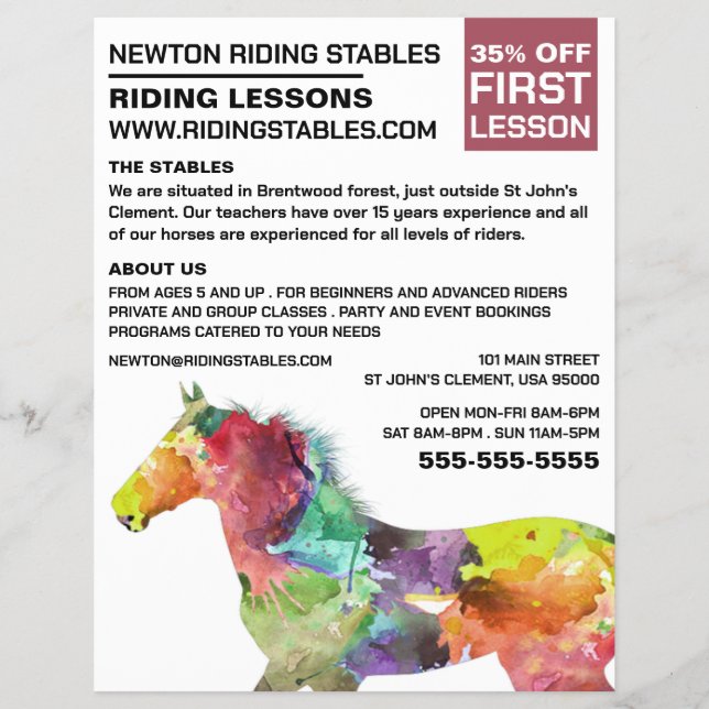 Artistic Horse, Riding Instructor, Academy Flyer (Front)