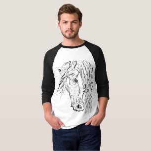 Artistic Horse Sketch Men's Raglan Shirt - Minimal