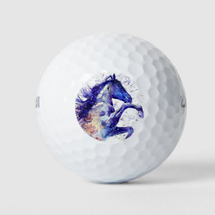 Artistic Horse Watercolor Splatter Painting Golf Balls