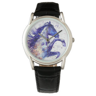 Artistic Horse Watercolor Splatters Painting Watch