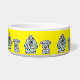 Artistic Hound Dog and Labrador Dog Bowl
