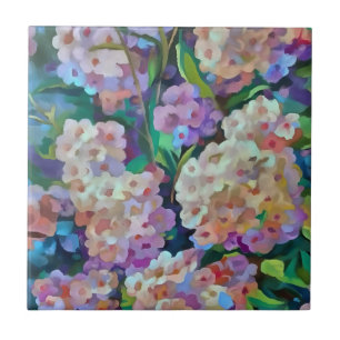 Artistic Hydrangeas Hortensia Floral Abstract Art Ceramic Tile