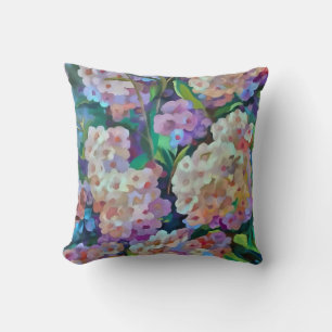 Artistic Hydrangeas Hortensia Floral Abstract Art Cushion