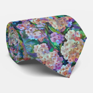 Artistic Hydrangeas Hortensia Floral Abstract Art Tie