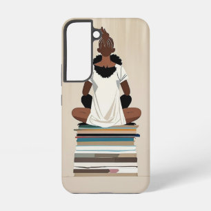 Artistic Illustration of Girl Sitting on Books Samsung Galaxy Case